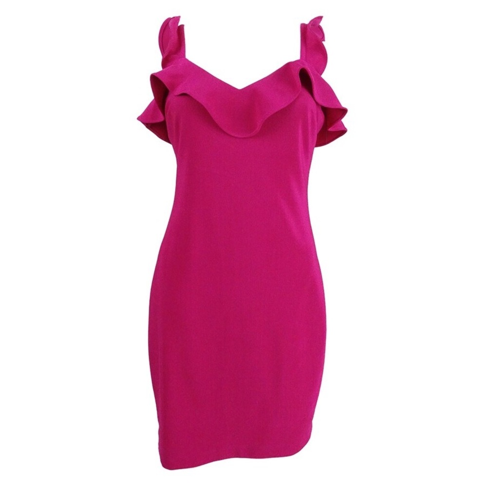 GUESS Berry Mini Dress with ruffle detail around neckline